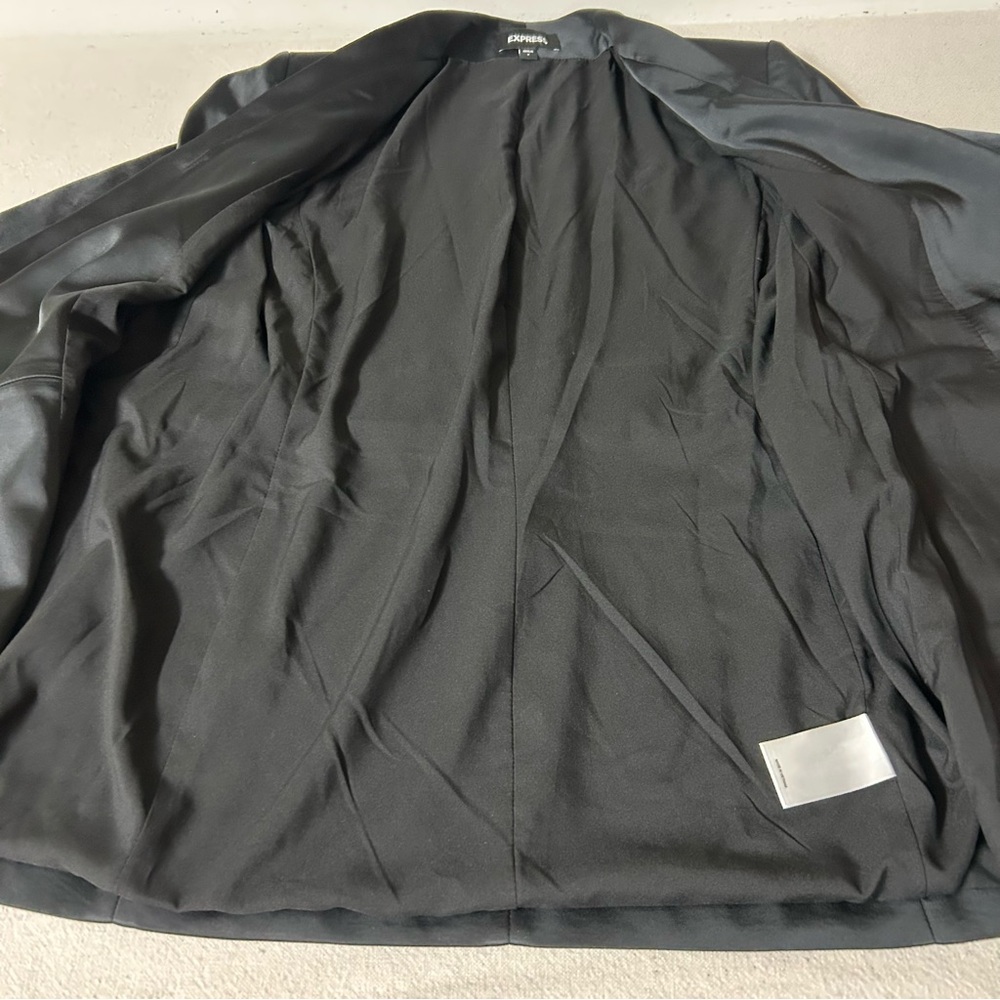 Express Wrap Blazer Womens S Black Side Tie Lined Chic Career Business Office - Picture 9 of 13